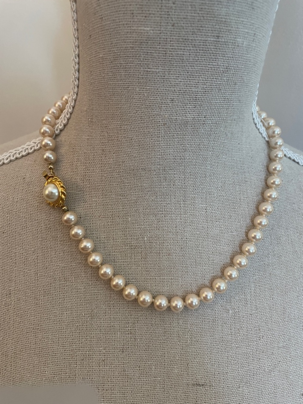 Talbots Cream Pearl Necklace with Gold Accent